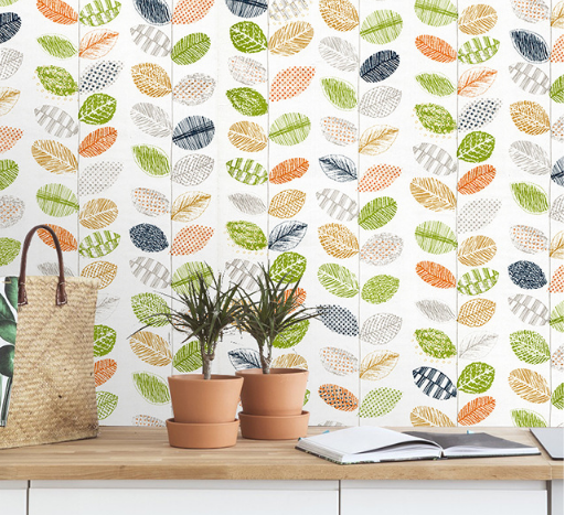 coloribbon pvc self-adhesive fresh leaf pattern art wallpaper