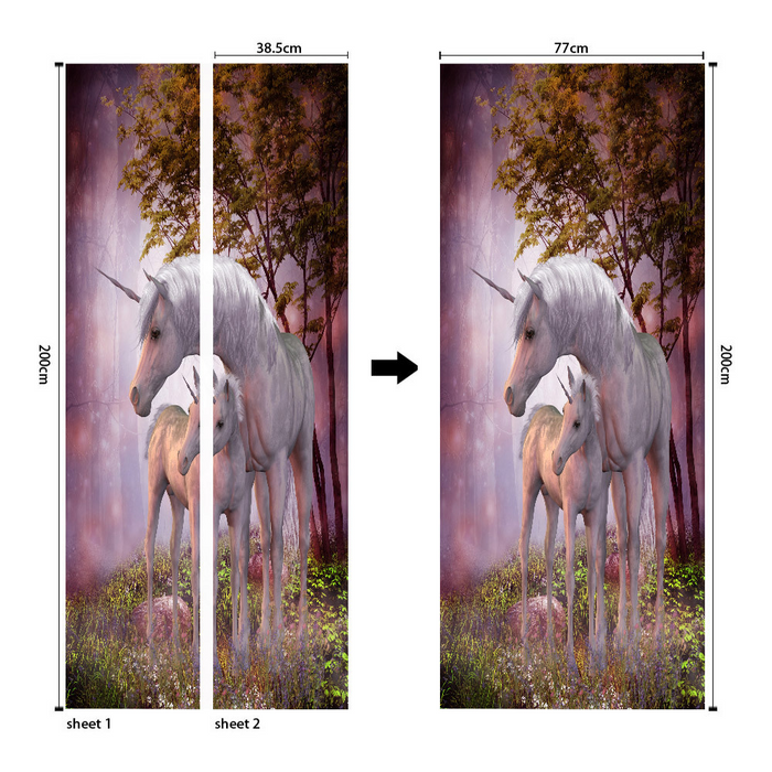 coloribbon peel and stick creative decorative pvc 3d dream horse door sticker
