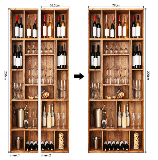 3D Wine Cabinet Door Panel Sticker - Easy to Install