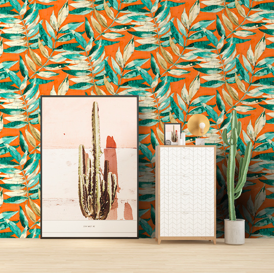 Aesthetic Orange Pastoral American Traditional Wallpaper