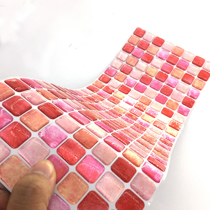 3D Cherry Pink Mosaic Epoxy Wall Sticker