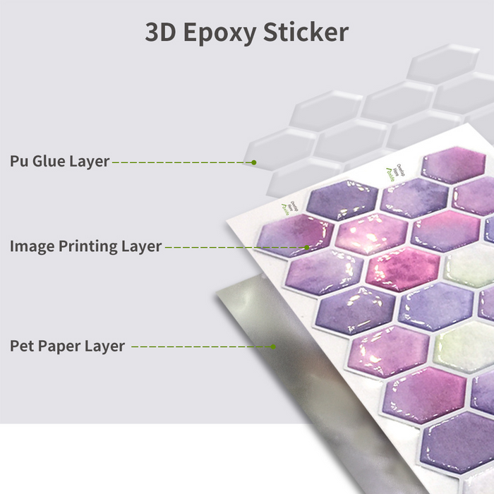 the feature of coloribbon pnk and purple peel and stick 3d epoxy tile sticker