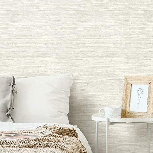 coloribbon beige and grey grasscloth peel and stick wallpaper