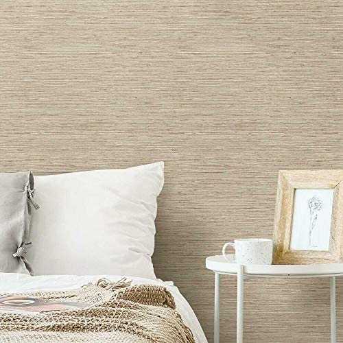 coloribbon pink and taupe grasscloth peel and stick wallpaper