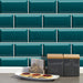 coloribbon peel and stick 3D turquoise creative waterproof wallpaper for kitchen decoration
