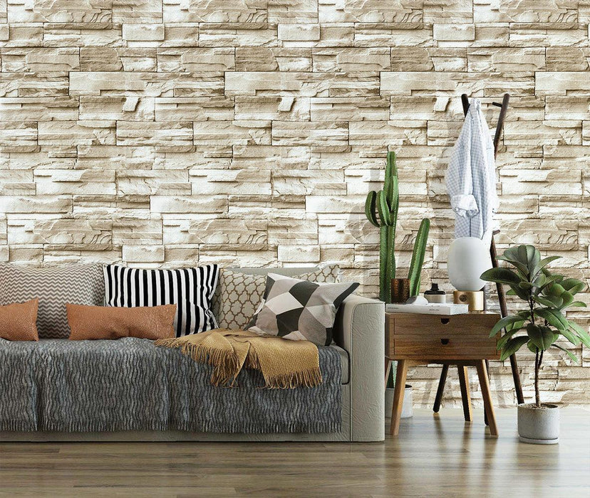 living room brick pattern wallpaper