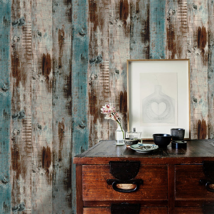 coloribbon removable brown wood grain wallpaper for bedroom