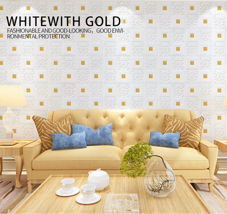 coloribbon white with gold peel and stick 3d wallpaper
