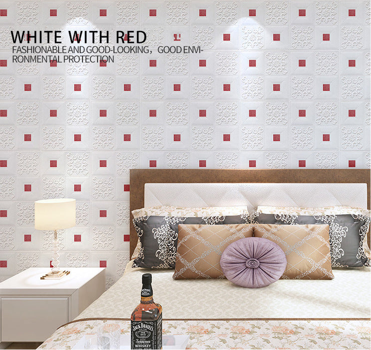 coloribbon white with red peel and stick 3d wallpaper
