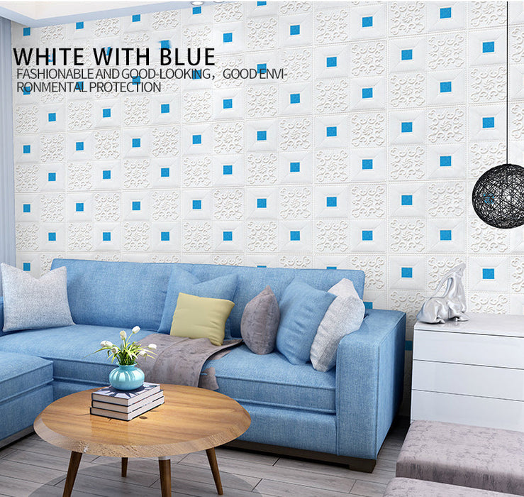 coloribbon white with blue peel and stick 3d wallpaper