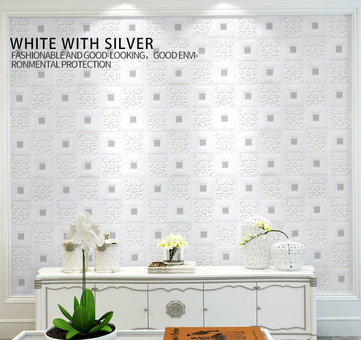 coloribbon white with silver peel and stick 3d wallpaper