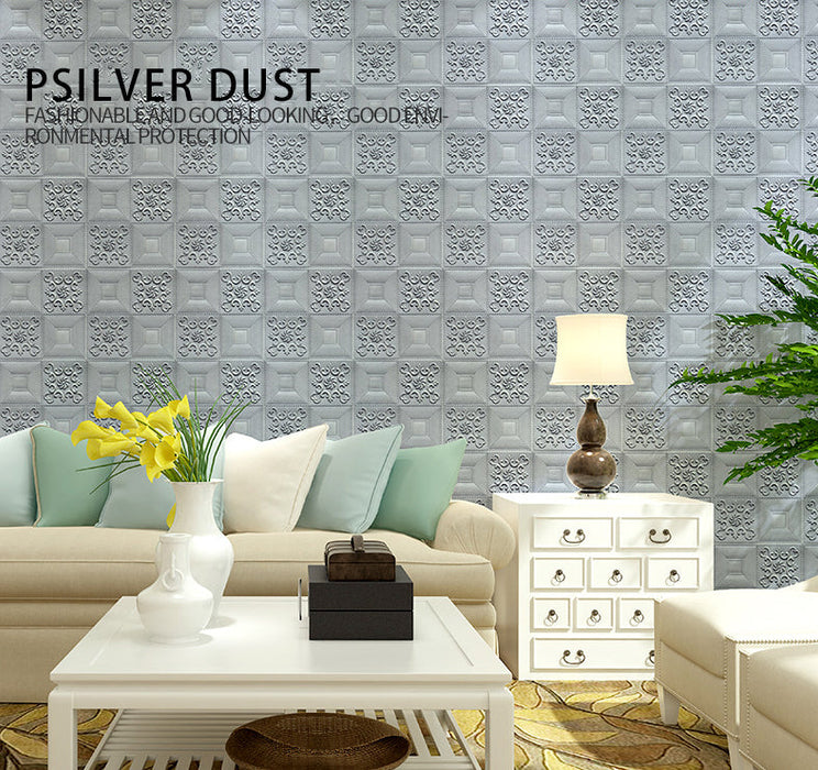 coloribbon silver peel and stick 3d wallpaper with good environment protection