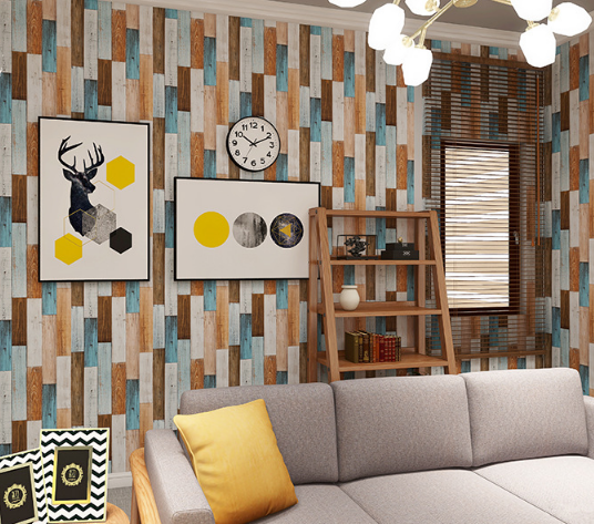 coloribbon peel and stick vintage colorful wood grain wallpaper art for living room