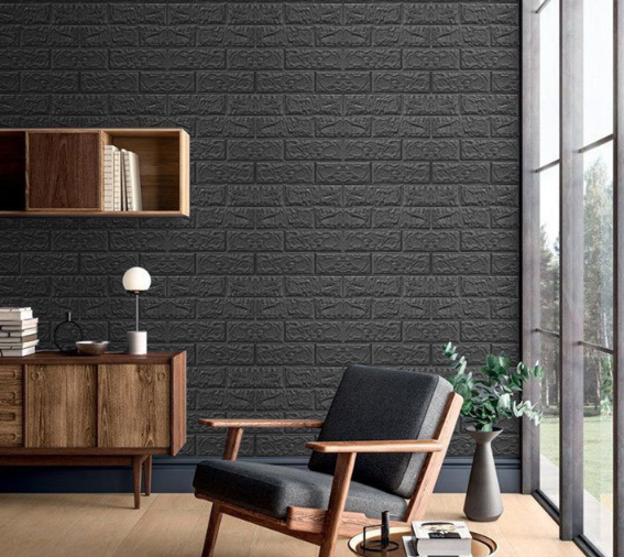 coloribbon black brick peel and stick 3d wallpaper