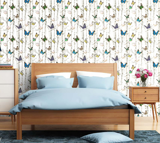 coloribbon peel and stick birch and butterfly decals for bedroom wallpaper ideas