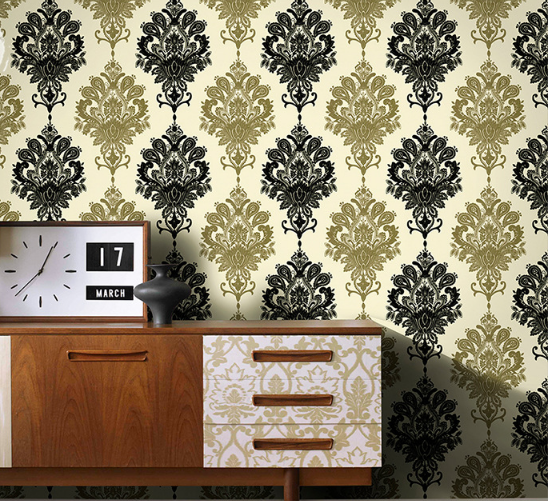 coloribbon warm and black vintage european style peel and stick wallpaper