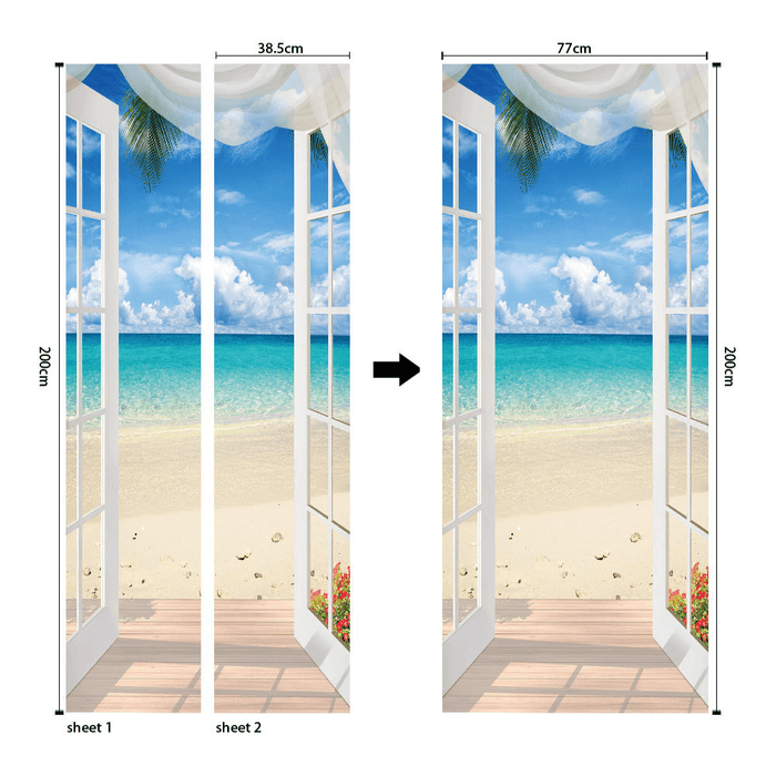Beach Cabin Waterproof Door Sticker - Coloribbon