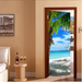 coloribbon peel and stick 3d coconut and beach design door sticker for living room