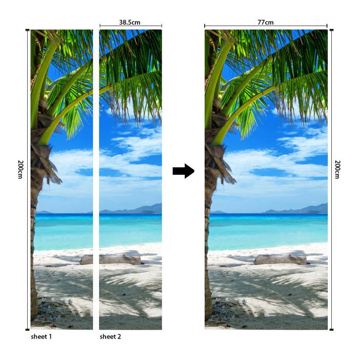 size of coloribbon peel and stick 3d coconut and beach design door sticker