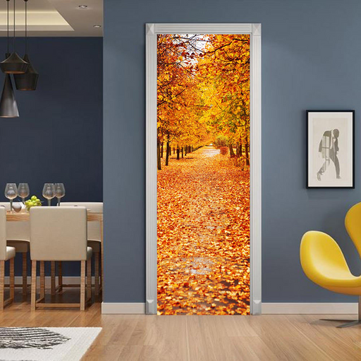 coloribbon self-adhesive pvc 3d autumn leaves print door sticker