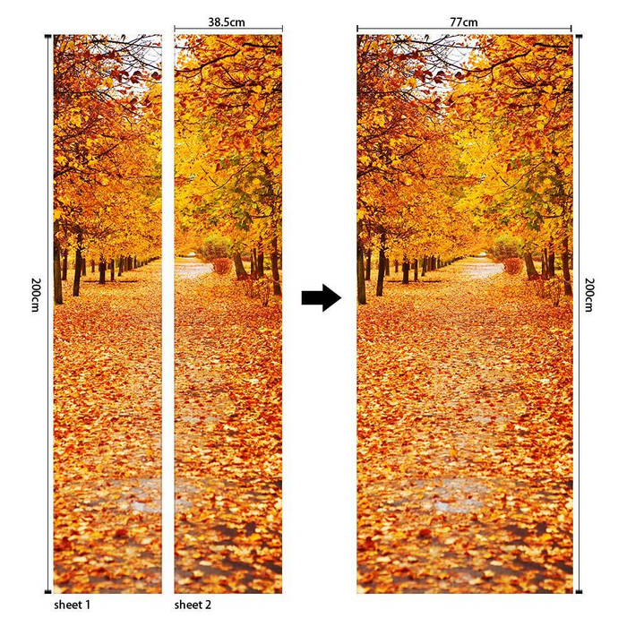 the size of coloribbon self-adhesive pvc 3d autumn leaves print door sticker