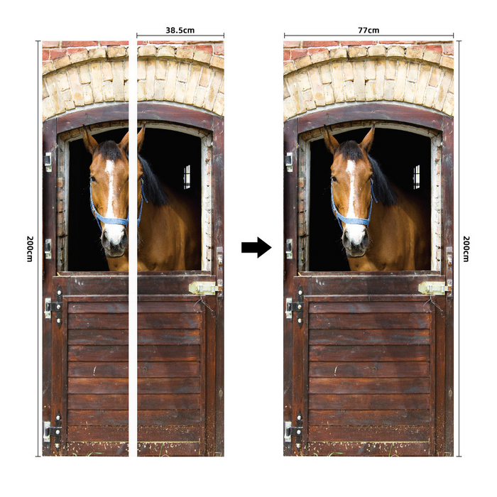 coloribbon peel and stick creative decorative pvc 3d simulation horse door sticker