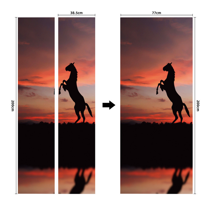 coloribbon peel and stick creative decorative pvc 3d horse at sunset door sticker