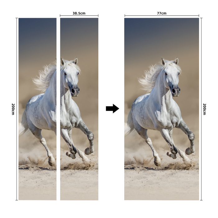 coloribbon peel and stick creative decorative pvc 3d white running horse in desert door sticker