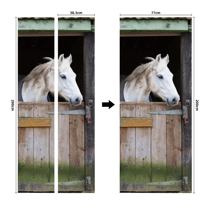 coloribbon peel and stick creative decorative pvc 3d simulation white horse door sticke
