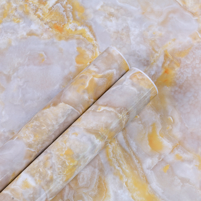 coloribbon peel and stick pvc yellow marble wallpaper