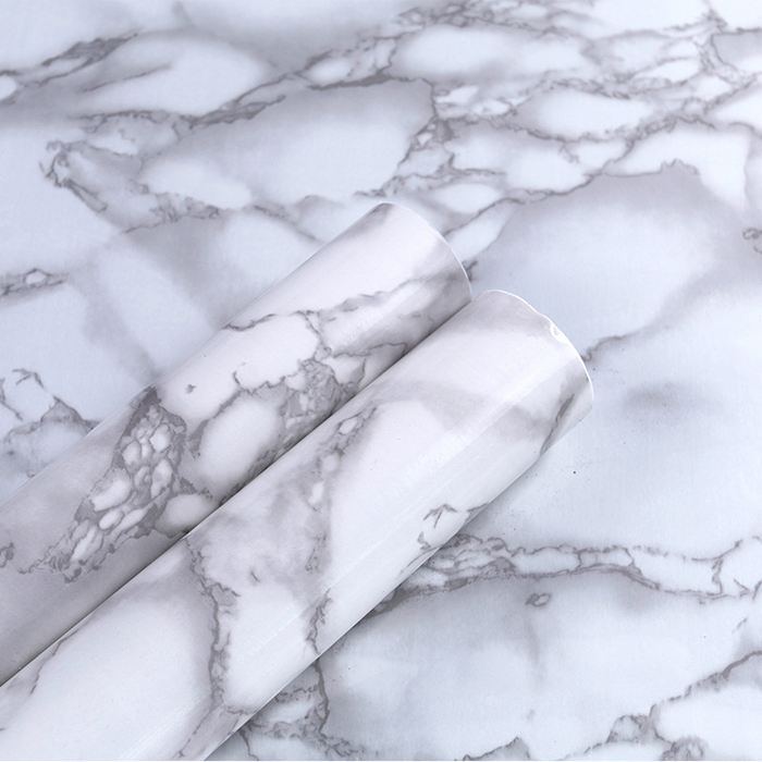coloribbon peel and stick pvc white and grey marble wallpaper