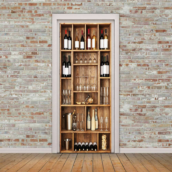 3D Wine Cabinet Door Panel Sticker - Easy to Install