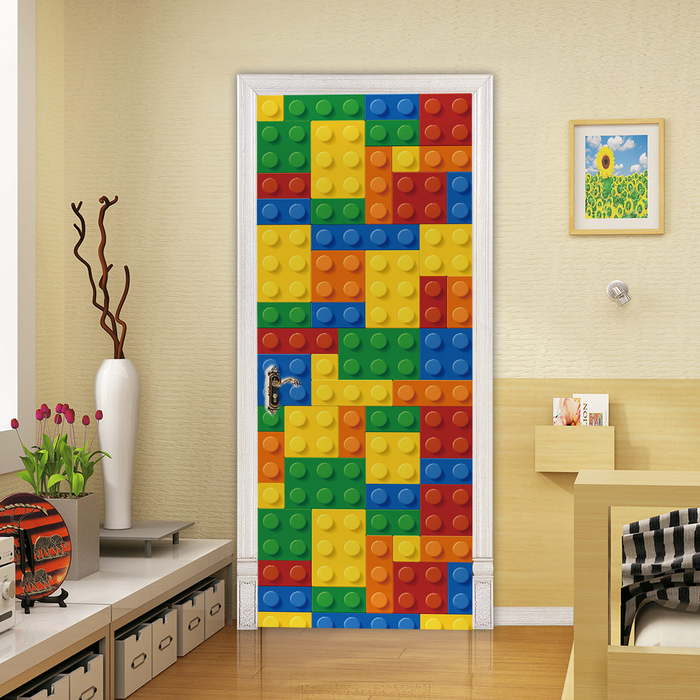 3D LEGO Modular door sticker mural