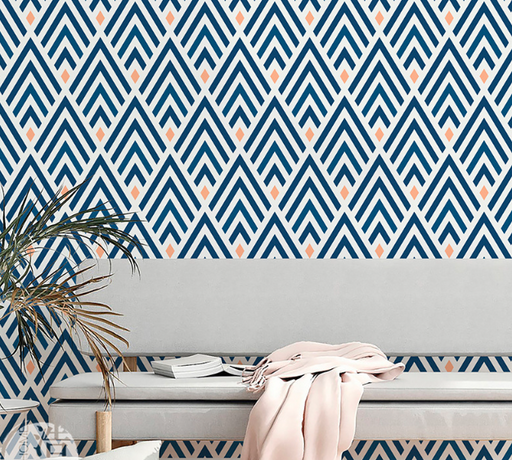 coloribbon nordic morandi blue and yellow geometric pattern wallpaper
