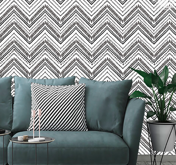 coloribbon peel and stick black and white art wallpaper for living room