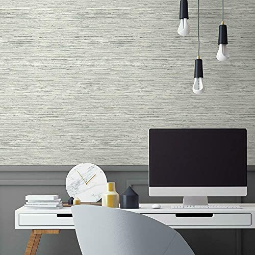 coloribbon light grey grasscloth peel and stick wallpaper