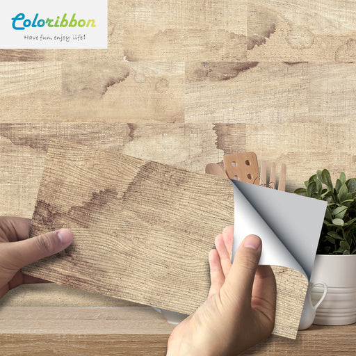 coloribbn peel and stick pvc wood grain square tile stickers