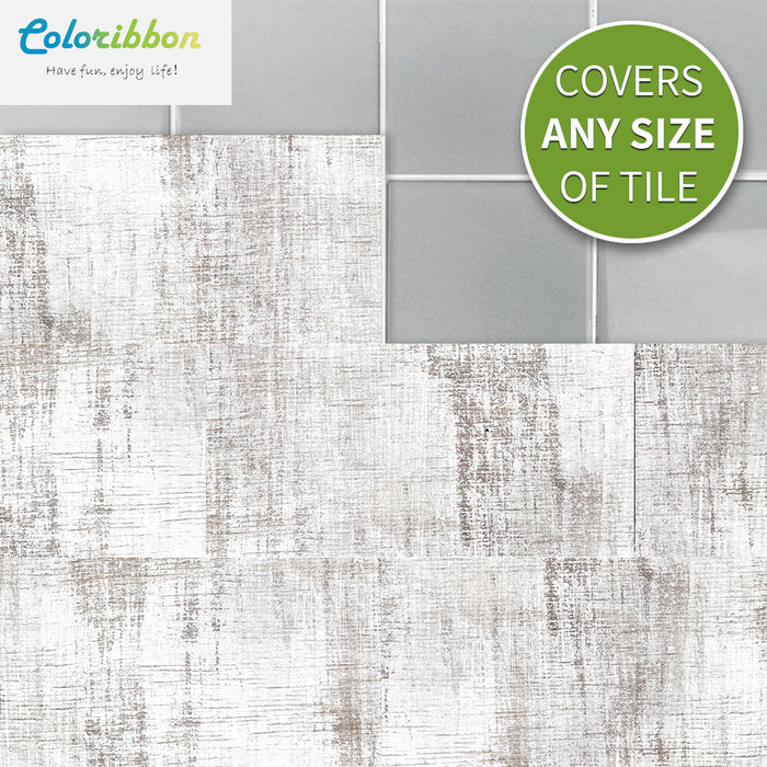 coloribbon white wood grain wallpaper covers any size of tile