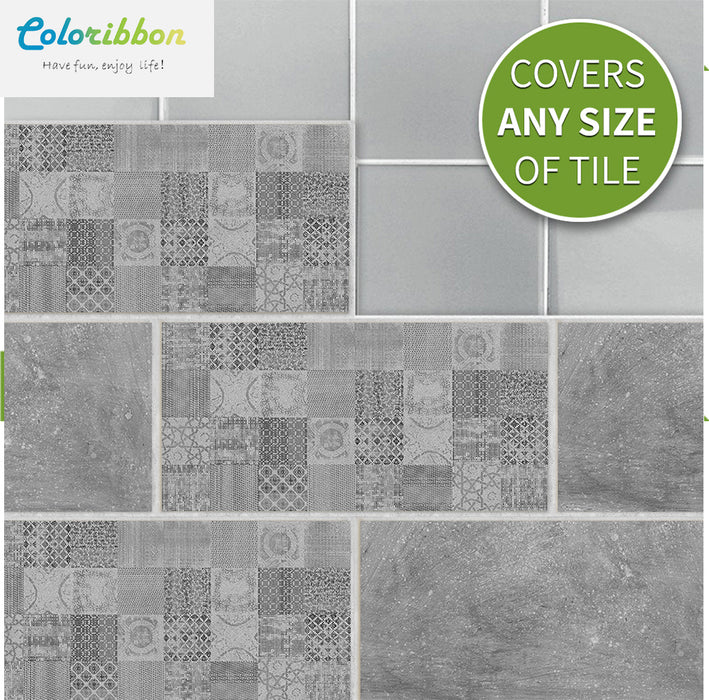 coloribbon 3d waterproof creative dark grey cement tile stickers cover any size of tile