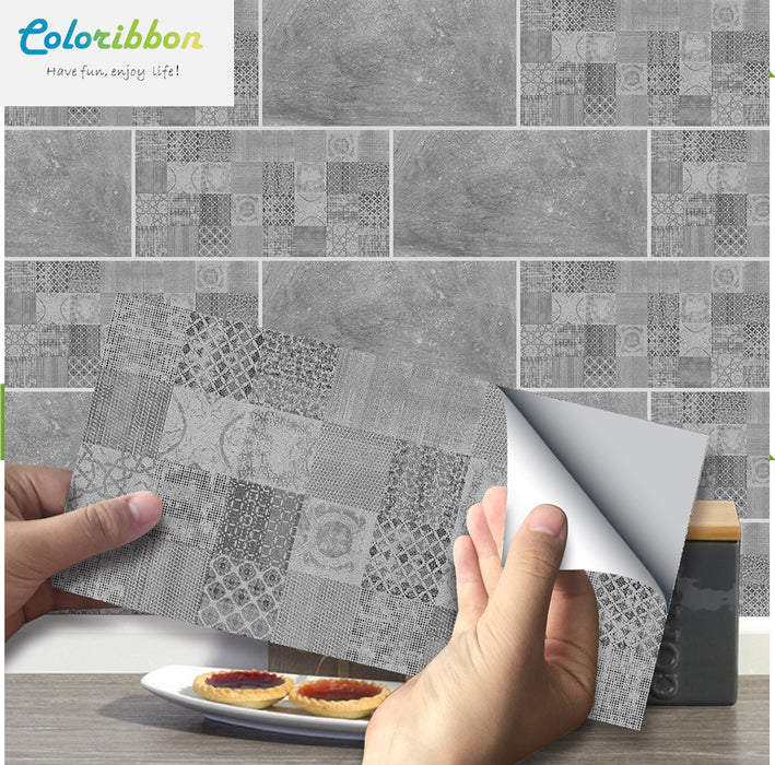coloribbon 3d waterproof creative dark grey cement tile stickers
