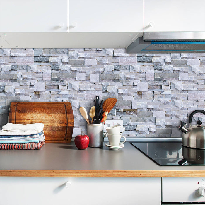 coloribbon peel and stick 3d pvc waterproof grey brick pattern decals for kitchen wallpaper idea