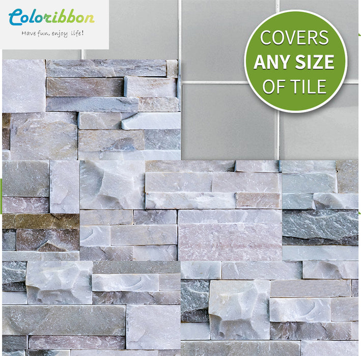 coloribbon peel and sticker 3d light grey brick murals cover any size of tile